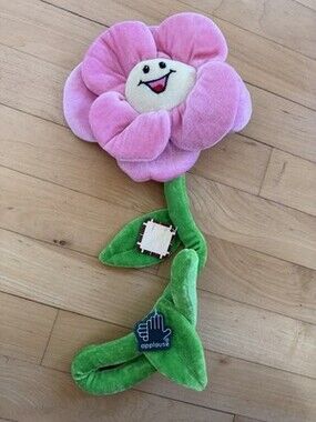 NWT Applause Flower Pink with Bendable Green Stem Plush Stuffed Animal New